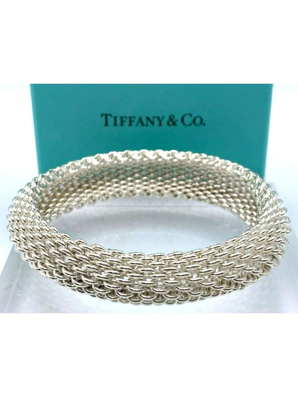 Tiffany & Co Sterling Silver 925 Somerset Mesh Bracelet 6.75" Medium RECEIPT!
